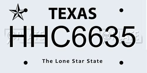 HHC6635 Texas License Plate
