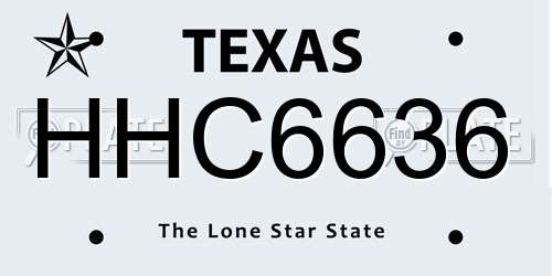 HHC6636 Texas License Plate