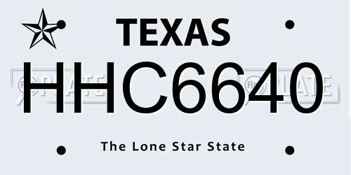 HHC6640 Texas License Plate