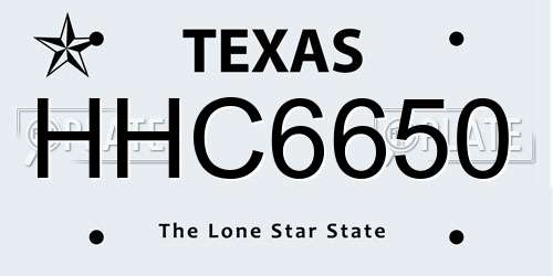 HHC6650 Texas License Plate