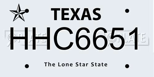 HHC6651 Texas License Plate