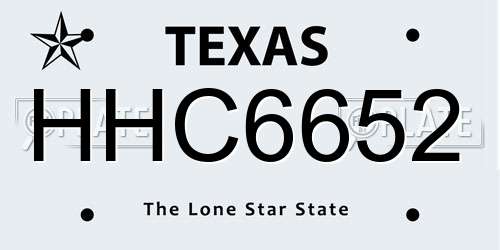 HHC6652 Texas License Plate