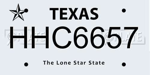 HHC6657 Texas License Plate