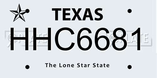 HHC6681 Texas License Plate