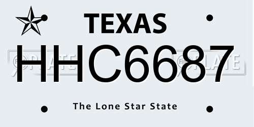 HHC6687 Texas License Plate