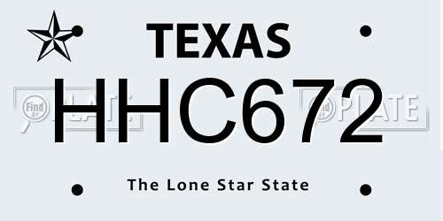 HHC672 Texas License Plate