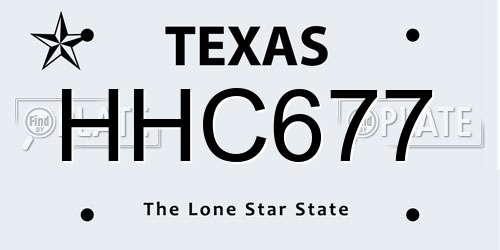 HHC677 Texas License Plate