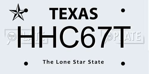 HHC67T Texas License Plate