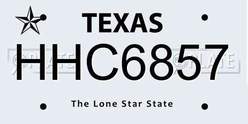 HHC6857 Texas License Plate
