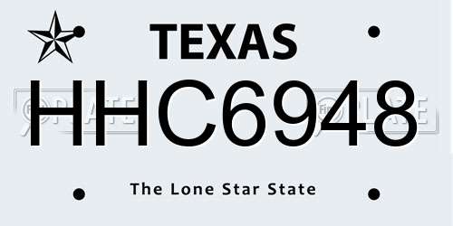 HHC6948 Texas License Plate