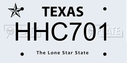HHC701 Texas License Plate