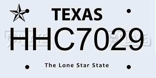 HHC7029 Texas License Plate