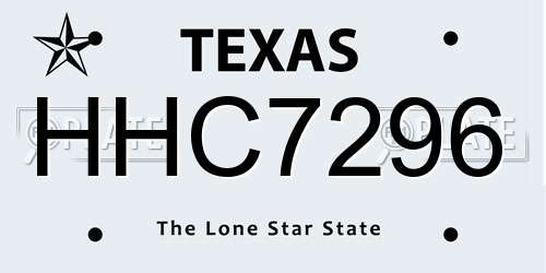 HHC7296 Texas License Plate