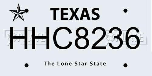 HHC8236 Texas License Plate