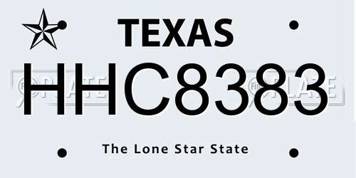 HHC8383 Texas License Plate