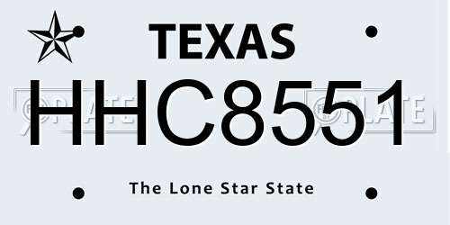 HHC8551 Texas License Plate