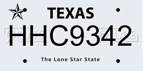 HHC9342 Texas License Plate