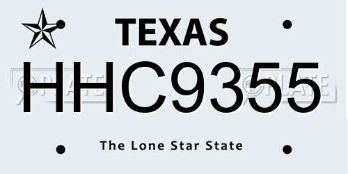 HHC9355 Texas License Plate