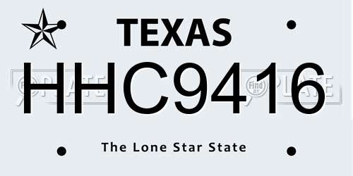 HHC9416 Texas License Plate