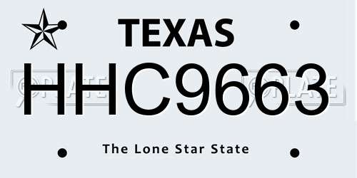 HHC9663 Texas License Plate