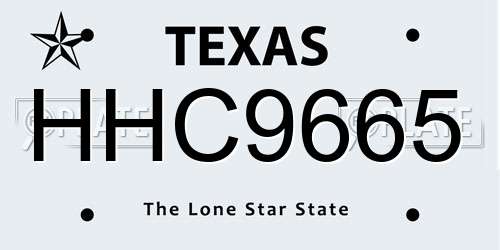 HHC9665 Texas License Plate