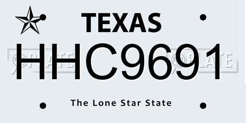 HHC9691 Texas License Plate