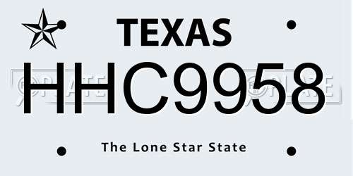 HHC9958 Texas License Plate