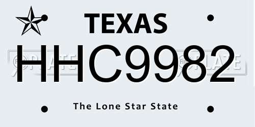 HHC9982 Texas License Plate