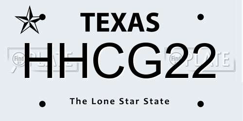 HHCG22 Texas License Plate