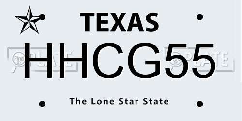 HHCG55 Texas License Plate