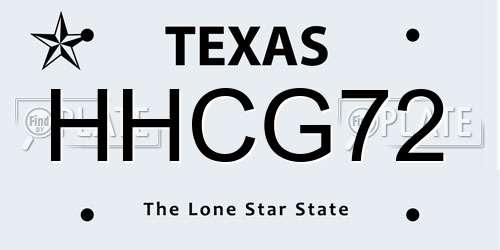 HHCG72 Texas License Plate