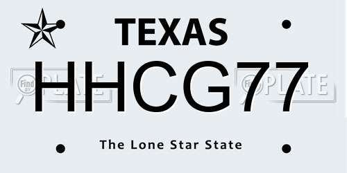 HHCG77 Texas License Plate