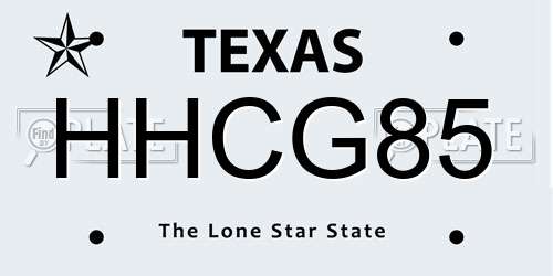 HHCG85 Texas License Plate