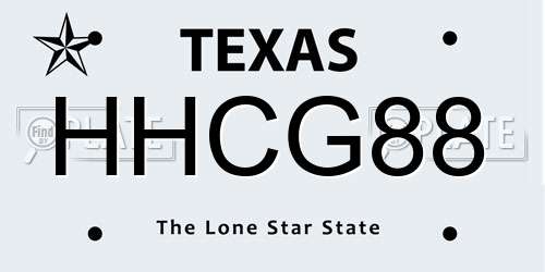 HHCG88 Texas License Plate