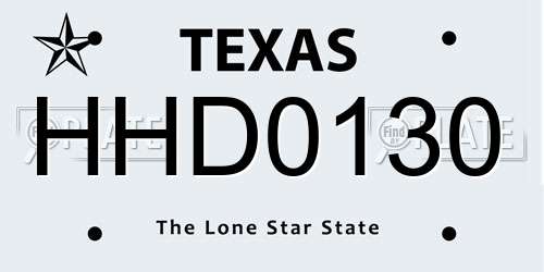 HHD0130 Texas License Plate