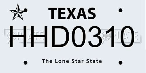 HHD0310 Texas License Plate