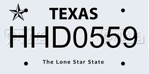 HHD0559 Texas License Plate