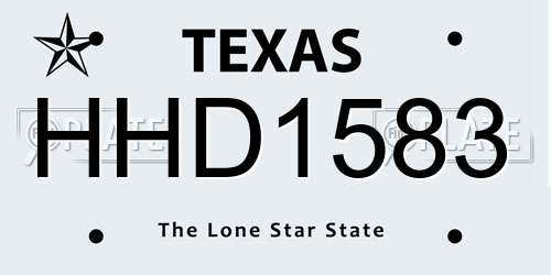 HHD1583 Texas License Plate
