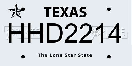 HHD2214 Texas License Plate