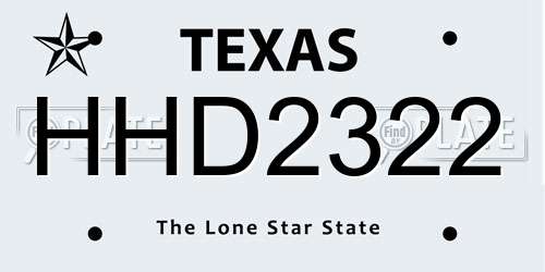 HHD2322 Texas License Plate