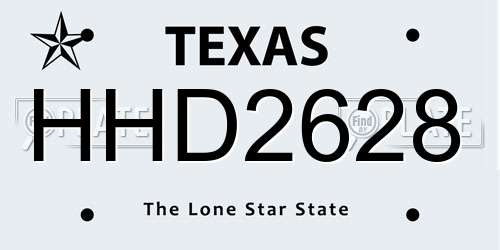 HHD2628 Texas License Plate