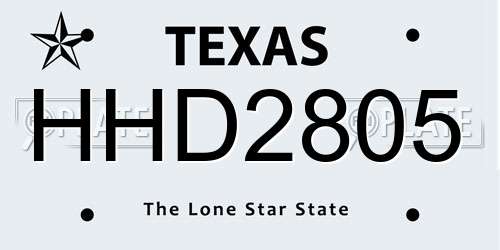 HHD2805 Texas License Plate