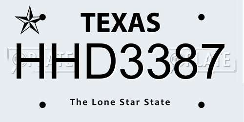 HHD3387 Texas License Plate