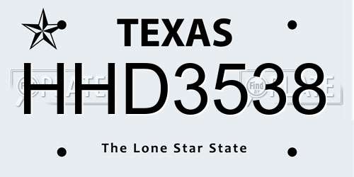 HHD3538 Texas License Plate