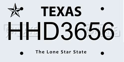 HHD3656 Texas License Plate