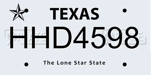 HHD4598 Texas License Plate