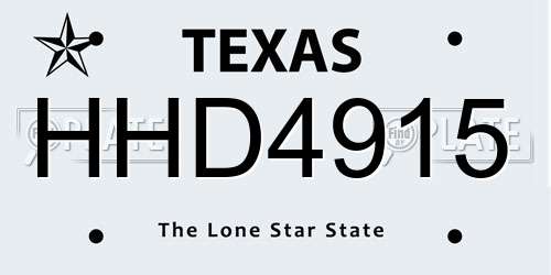 HHD4915 Texas License Plate