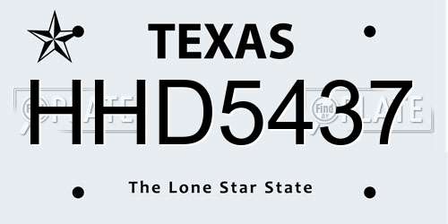 HHD5437 Texas License Plate