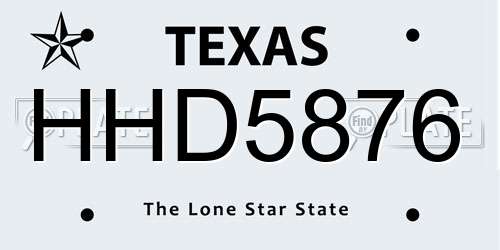 HHD5876 Texas License Plate