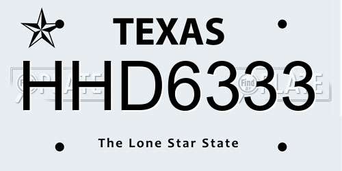 HHD6333 Texas License Plate